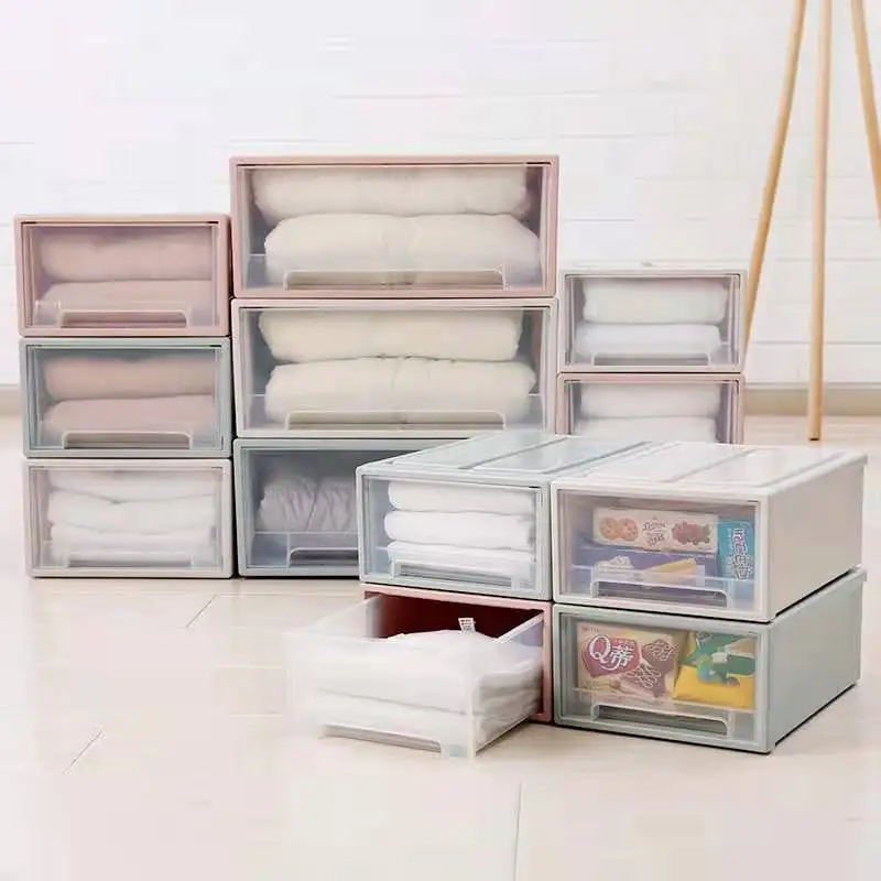 

Household Plastic Transparent Stackable Clothes Drawer Organizer Durable Shoes Underwear Socks Drawer Storage Box Case Organizer