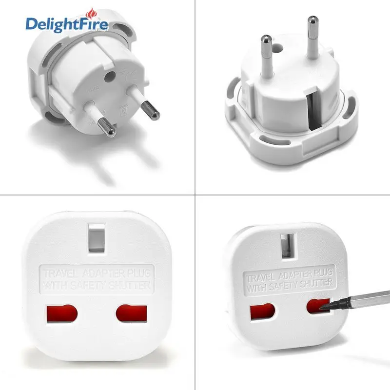5 шт. переходник с вилки стандарта Великобритании на ЕС 250 В адаптер питания