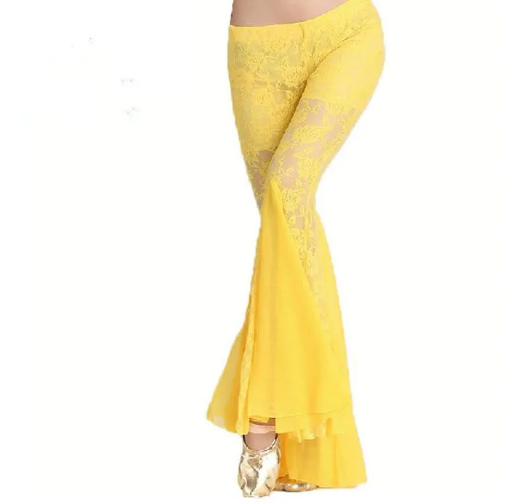 Women Belly Dance Lace Pants Tribal Harem Costume Crystal Cotton Black Red Yellow Pink M/L Free Shipping | Тематическая одежда и