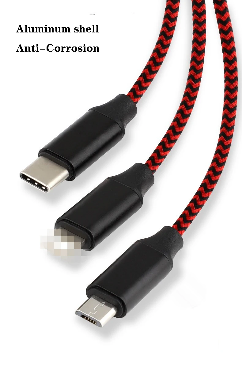 3 в 1 2.4A USB Мобильный телефон Micro Type C зарядный кабель для iPhone5 6 7 8 Plus X Huawei Xiaomi адаптер