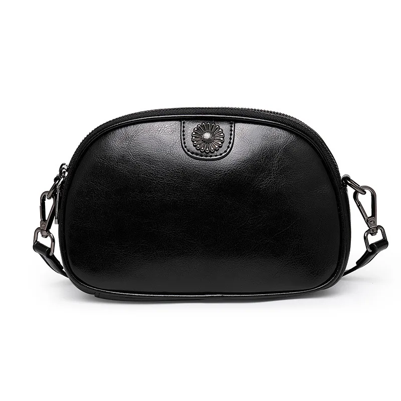 

Lovely mini fashion worn leather handbag gun color flower hardware retro hand bag leather pouches oil wax women messenger bags