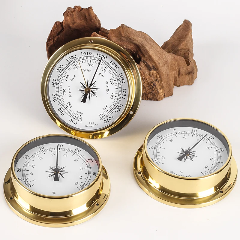 Новинка 1 шт. латунный чехол метеостанция барометр гигрометр часы и Tid 115 мм 6
