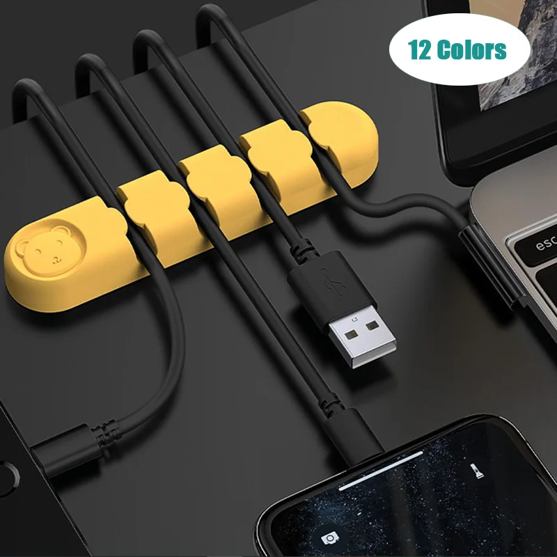 

Cable Management Organizing Silicone USB Holder Winder Flexible Clips Earphone