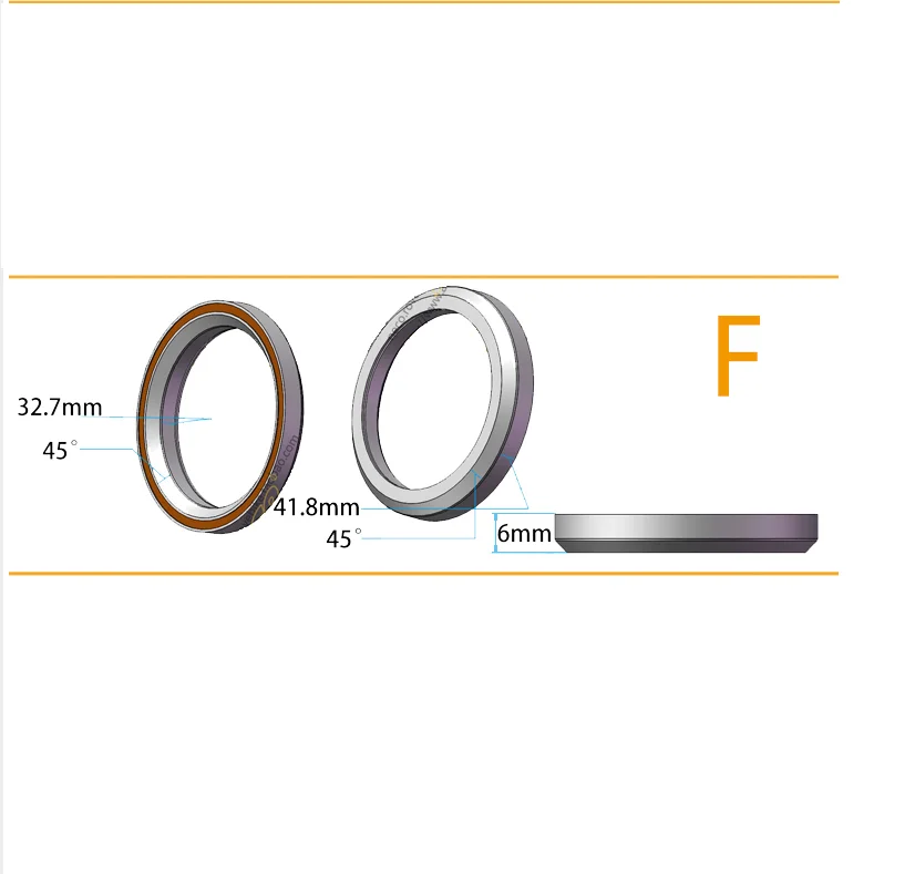 F Neco дорожный велосипед подшипник гарнитура для горного велосипеда подшипник; р-р 38, 39-41 41,8 43,8 44 46,8 46,9, 47(Европа) 48,9 49 50,8 51 51,8 52 мм для гигантский - Цвет: F