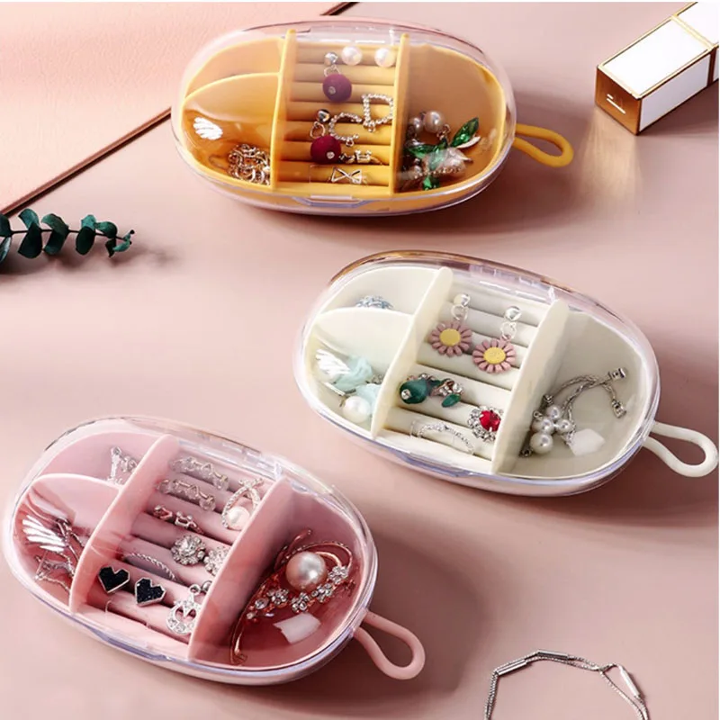 

Jewelry Storage Box Organizer Ring Box Bracelet Earring Display Stand Transparent Plastic Portable Mini Jewelry Stand with Cover