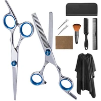 10pcsset professional hairdressing scissors kit hair cutting scissors hairbrush hair clip hiar cape grooming comb for barber