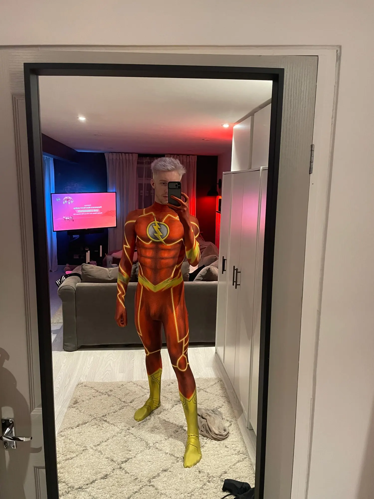 Взрослые дети красные флэш Косплей костюмы Новый 52 супергерой Zentai боди Хэллоуин