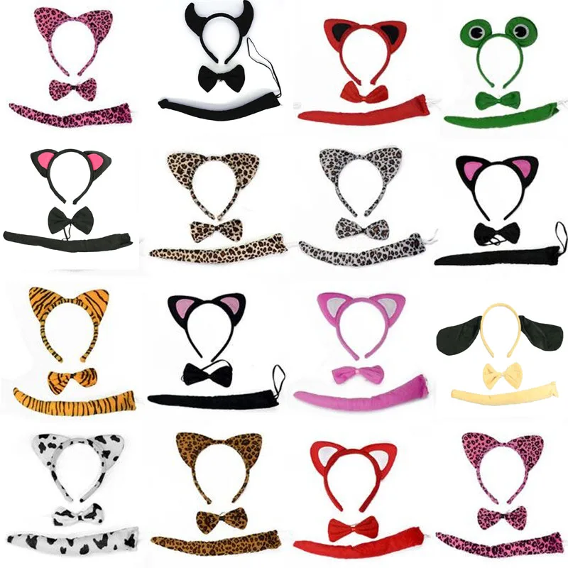 Новинка головная повязка с несколькими животными галстук бабочка хвостом