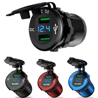 quick charge 3 0 dual usb charger socket waterproof aluminum power outlet fast charge with led voltmeter for 12v24v car boat m