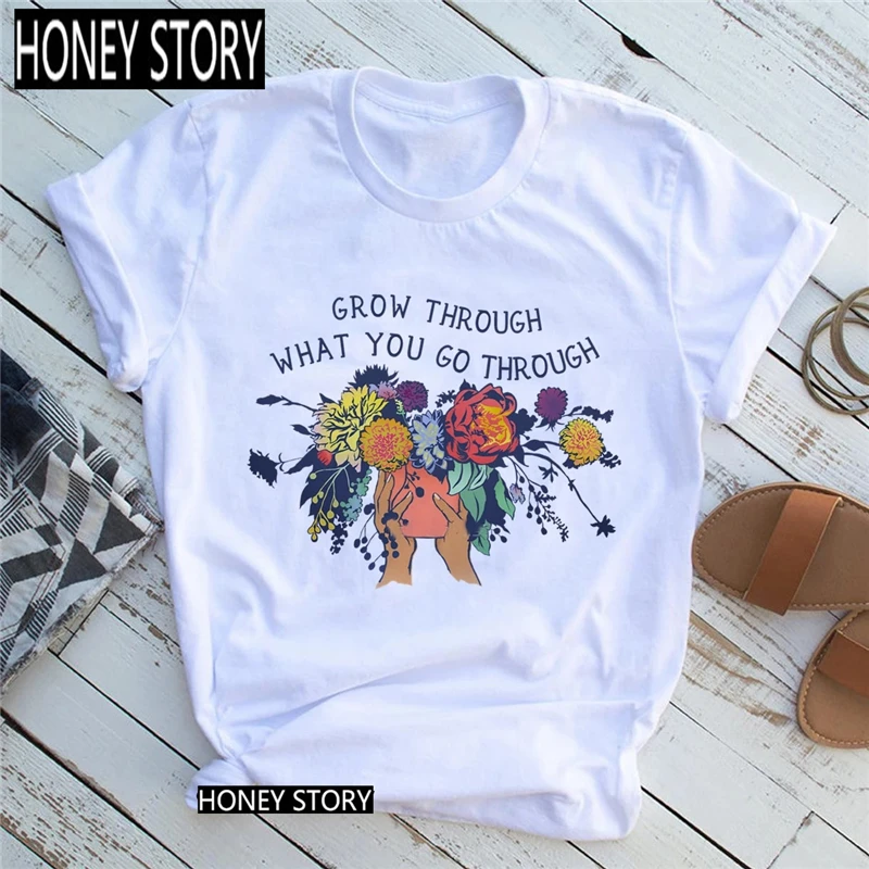 

Футболка женская с цветочным принтом и бабочкой, Модный Графический Топ в стиле Харадзюку 90-х, подарок на день Святого Валентина