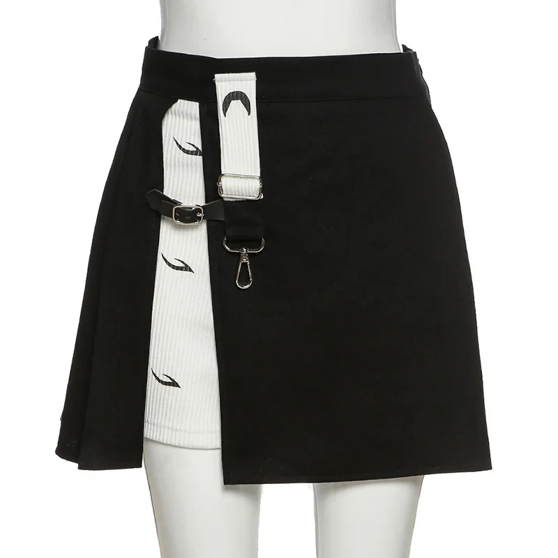 

2020 Autumn Women's New High Waisted Show Thin Black and White Color Skirt