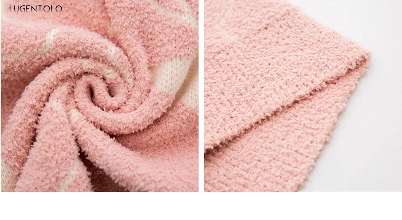 

Sweaters Women Knitted Five-pointed Star Long Sleeves Autumn Winter Loose Thick Rabbit Fur Pullovers O-Neck Casual Lugentolo