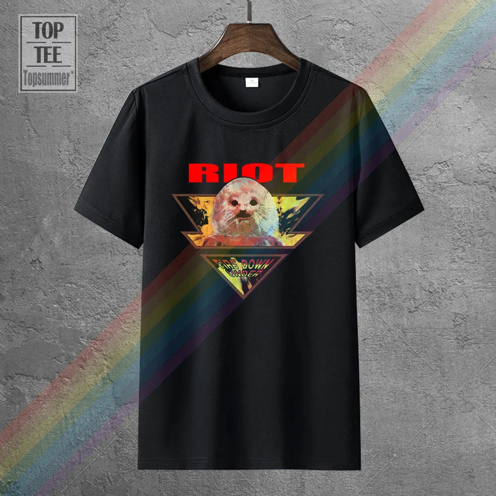 

Riot T Shirt Cool Old Band Shirt Retro Black Classic Rock Band Tee Shirt 1-A-094 New Brand-Clothing T Shirts Top Tee