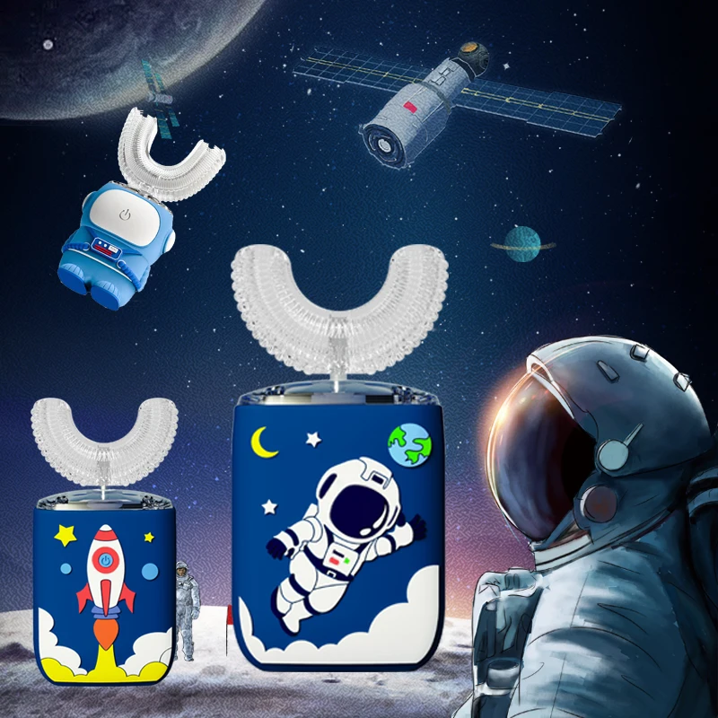 

Ультразвуковая Детская электрическая зубная щетка 360 градусов умная U-образная автоматическая электрическая зубная щетка Водонепроницаем...