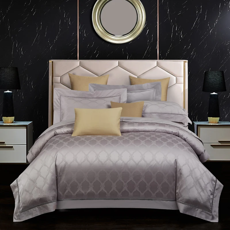 800TC Египетский хлопок роскошный мягкий пододеяльник простыня набор король королева 4 шт. винтажные листья жаккард спальный набор с одеялом крышка