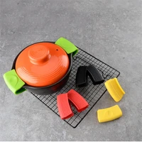 2pcsset pot pan silicone saucepan handle cover heat insulation pot earmuffs anti hot microwave pan grip kitchen tools