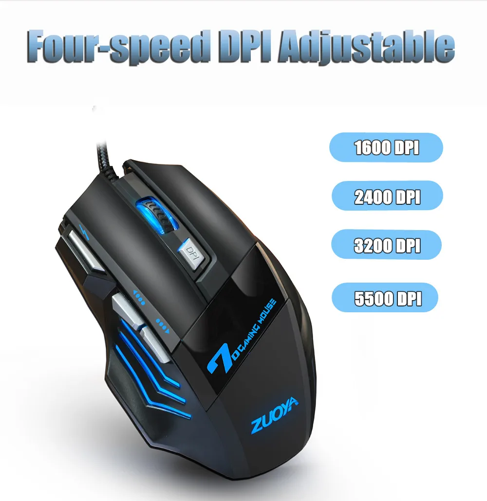 Профессиональная игровая мышь ZUOYA проводная USB 5500DPI регулируемая светодиодная
