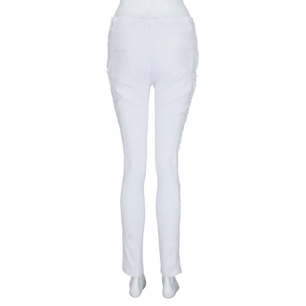 

woman jeans high waist KLV Woman jeans 2019 Fashion Women Casual Flower Lace Insert Low Waist Jeans Hollow Out Long Pants9.18