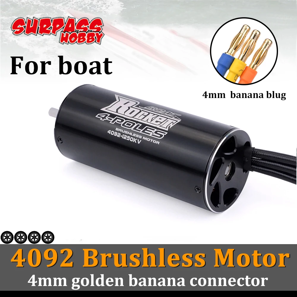 

Бесщеточный двигатель Rocket 4092, 40 мм, водонепроницаемый мотор, вал 5 мм, 1250KV 1520KV, 4 мм банановый штекер для 1/8 1/10 RC Car Boat 1000 мм
