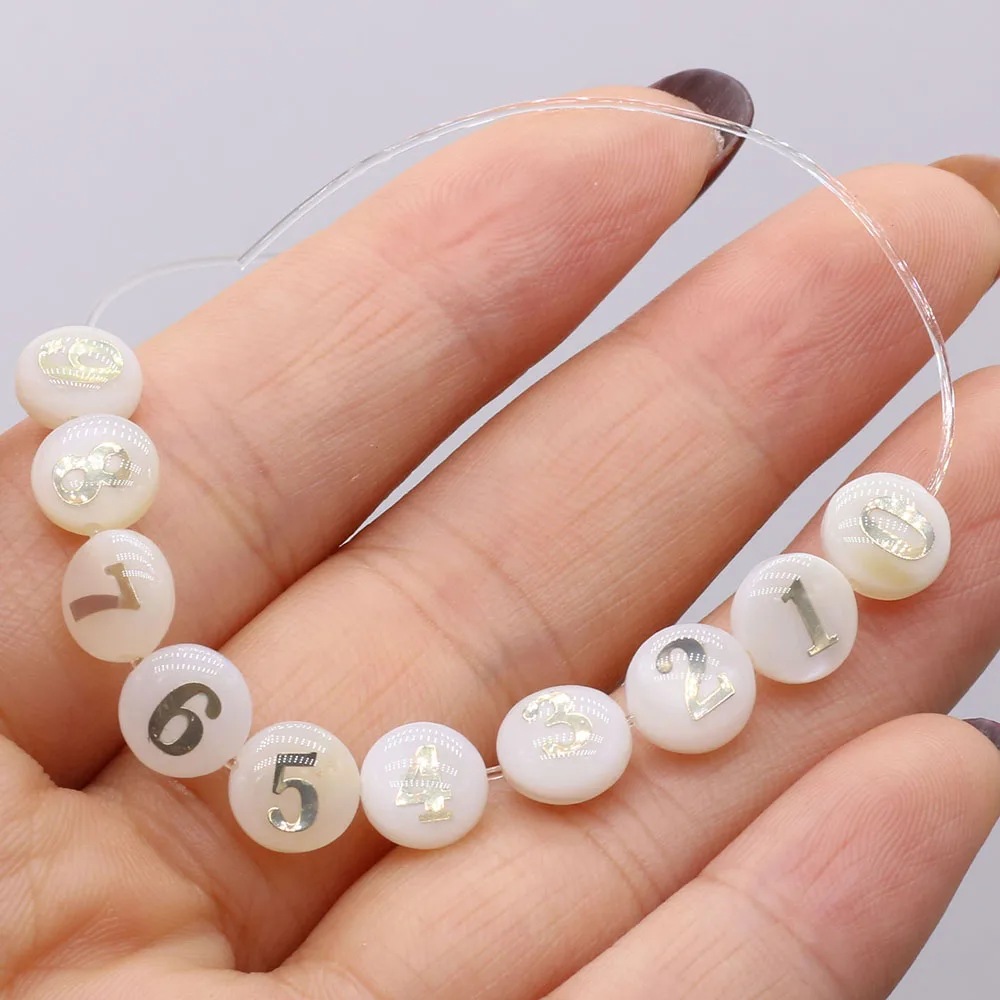 

3pcs Natural Arabic Number 0-9 Shell Beads Charm Mother of Pearl for Making DIY Jewelry Necklace Earring Bracelet Anklet Gift