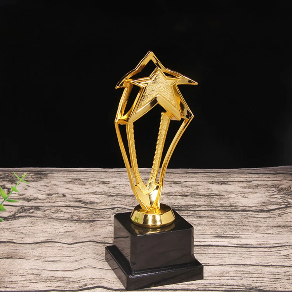 

Golden 27.5cm Hollow out Star Design Award Trophy Reward Prizes Decor Competition Gift Awards Trophy with Base for Cerem