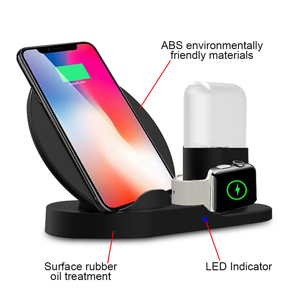 Беспроводная зарядная док-станция 3 в 1 для Apple watch 2 Iphone 11 Pro XS MAX XR X 8 Airpods быстрая