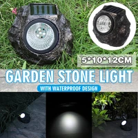 solar powered 4 led simulation stone lamp outdoor garden landscape light waterproof decoration lawn lighting