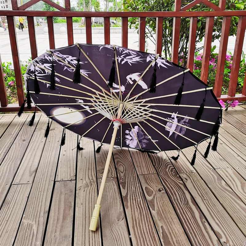 Chinese Silk Umbrella Anime Women Photography Cos Prop Antique Dance Tassels Transparent Japan Paper Wedding Parasol | Дом и сад