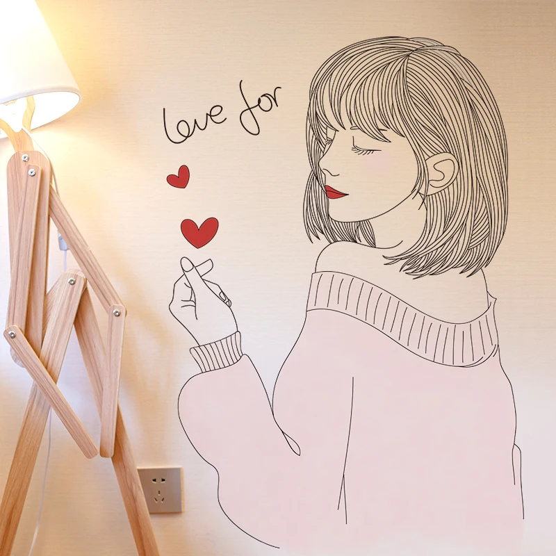 [SHIJUEHEZI] мультфильм девушка наклейки на стену ПВХ материал DIY Красота настенные наклейки для детской комнаты гостиная магазин стекло украшение