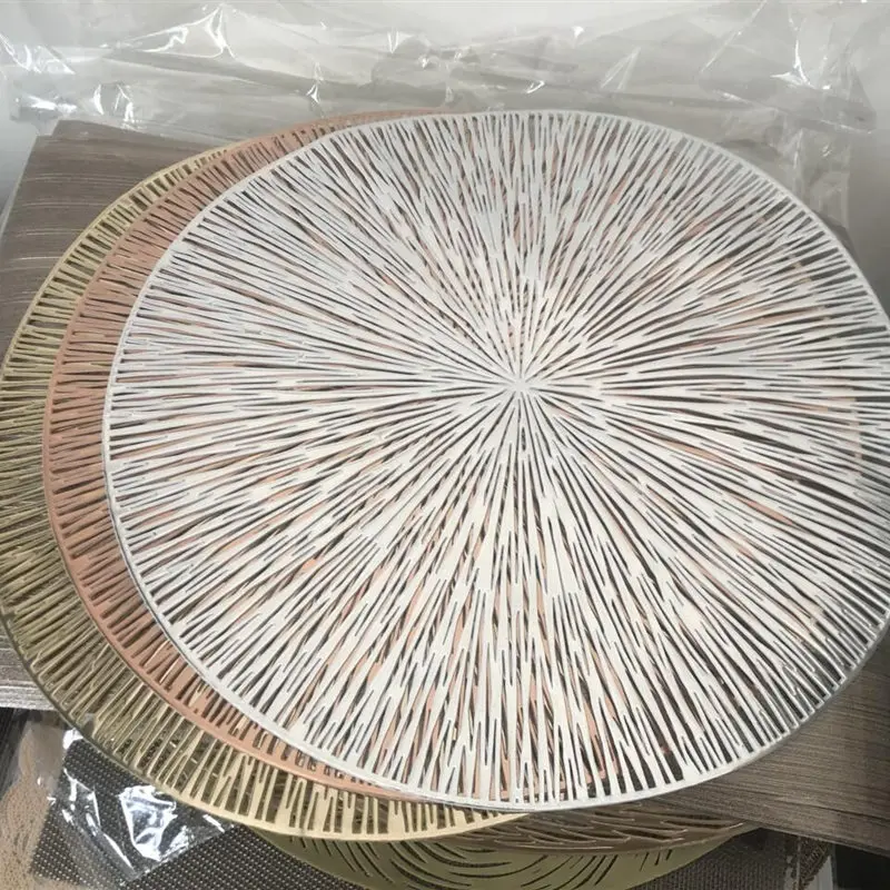 

PVC Hollow Round Placemat Waterproof Non Slip Dining Table Mats Heat Insulation Steak Plate Pad Coffee Cup Coaster Kitchen Decor