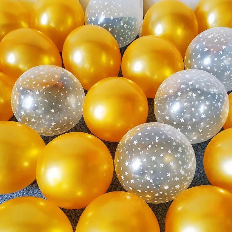 Gold Star Clear MIX 20 штук 12 дюймов латексные воздушные шары с принтом «Звезда», прозрачный розовый Золотой шарики для свадебного украшения Baby Shower День рождения принадлежности, домашний декор - Цвет: Gold Star Clear MIX