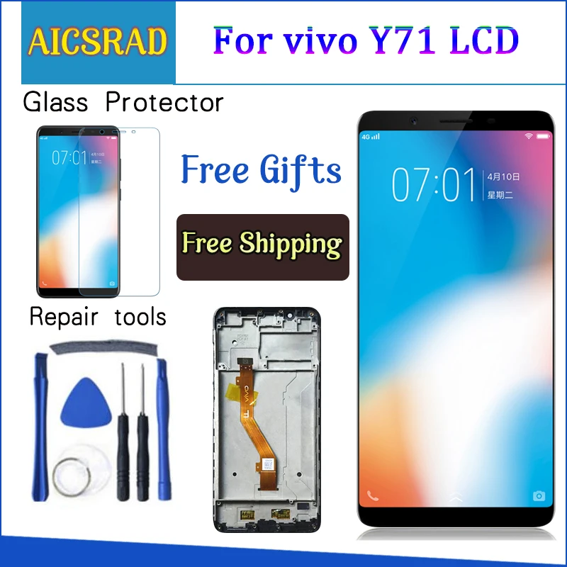 for vivo y71 touch screen digitizer lcd display assembly for vivo y71 lcd screen for phone repair free shipping free global shipping