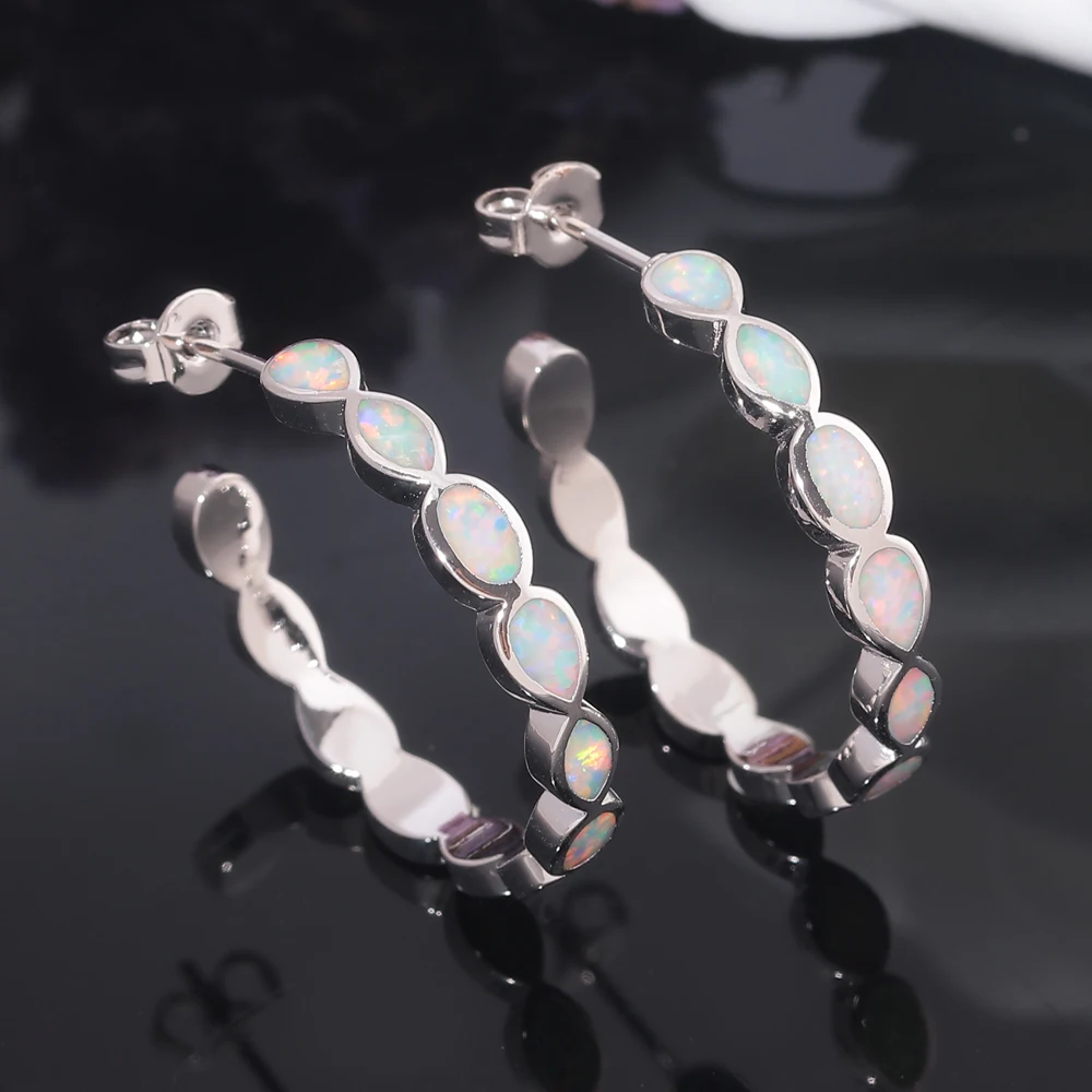 Женские сережки-гвоздики CiNily сережки с синим белым огненным опалом и