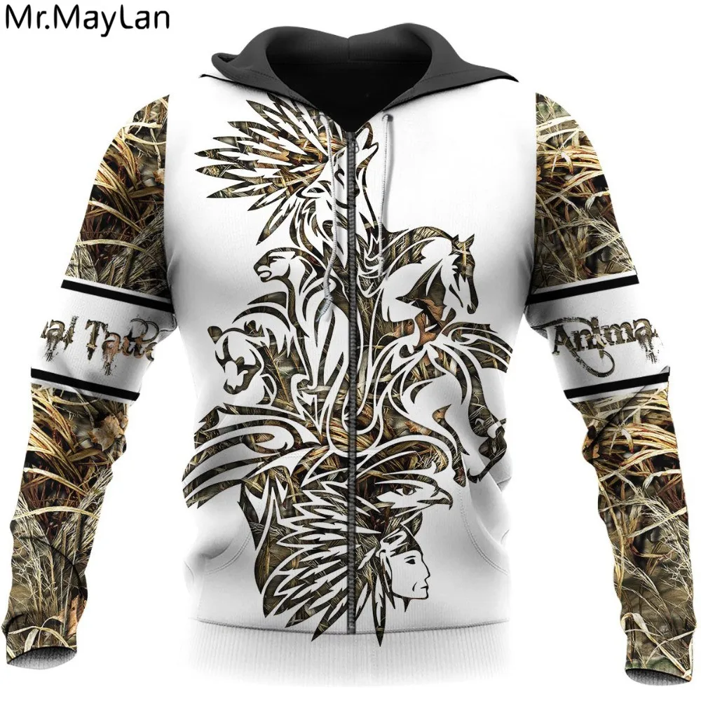 

Hipster Animal Tattoo 3D Printed Hoodie Harajuku Fashion Indian style Hooded Sweatshirt Autumn Unisex hoodies sudadera hombre