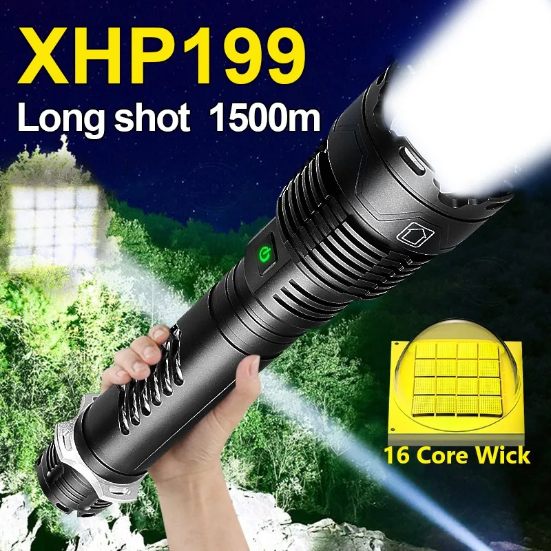 НОВЫЙ XHP199 16 Core Wick Супер мощный светодиодный фонарик 18650 Открытый XHP90.2