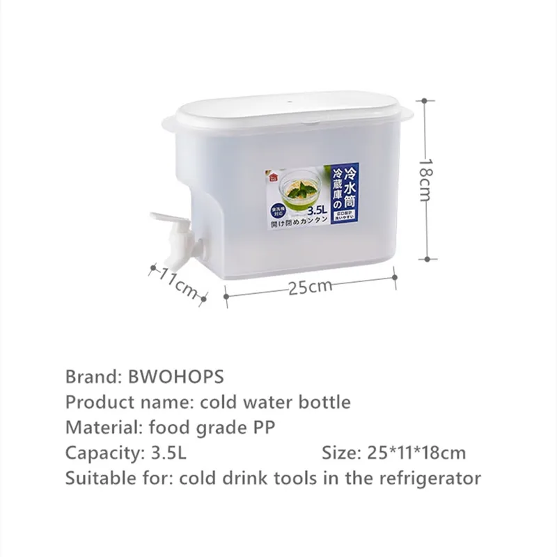 

Ice Water Dispenser Cold Kettle With Faucet Refrigerator Fruit Teapot Lemon Bottle Kettle Cool Summer Soak Fridge Box Storage