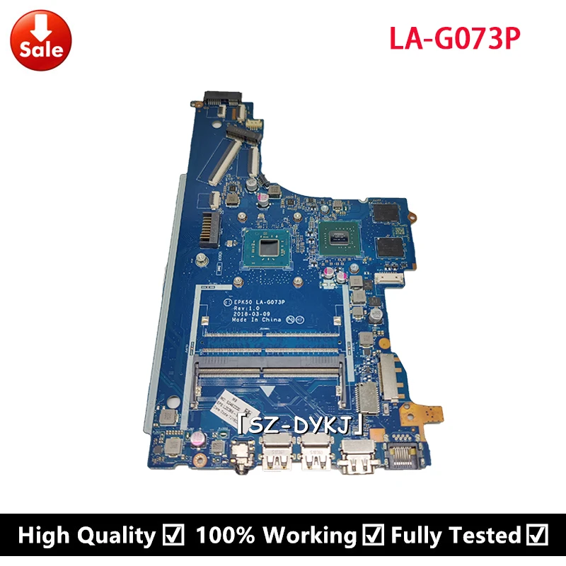 

For HP 15-DA 15T-DA 15Q-DA Mainboard L24627-601 L20366-601 EPK50 LA-G073P Laptop motherboard MX110 2GB PentN5000 SR3RZ