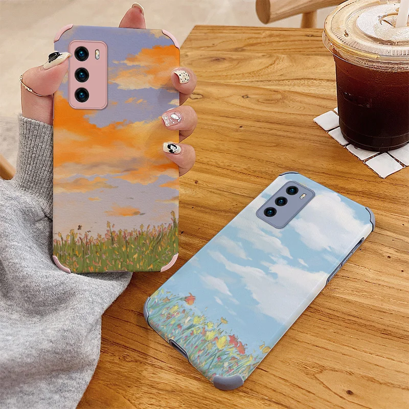 

For Huawei P40 P30 P20 Pro Lite Case Flower Cover Huawei Mate 40 30 20 Pro lite 20X Y7a P Smart 2021 Shockproof Phone Case