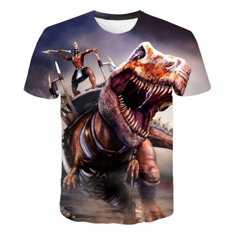 

Classic dinosaur head 3D printed T-shirt boy girl hip hop short sleeve children's street clothing