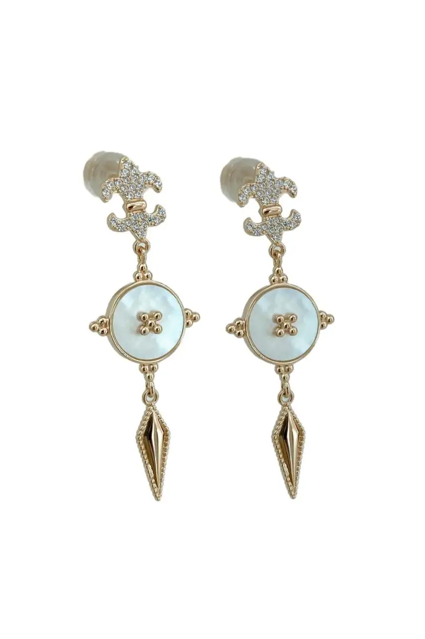 

Italian Dream Catcher Feather Pearl Stone 925 Silver Earrings