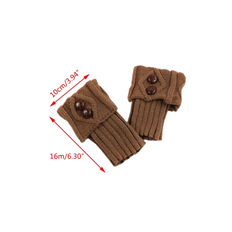 

Female Short Buttons Leg Warmers Winter Autumn Crochet Cable Knitted Warm Boot Cuffs Solid Color Elastic Socks Toppers