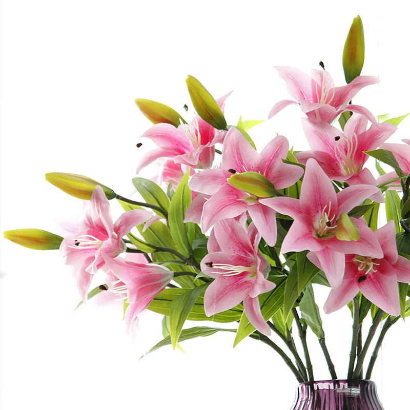 Искусственный цветок лилии филиал высокое качество Лилия Моделирование Цветок