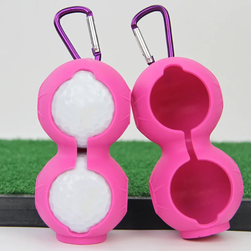 HOT 2Pcs Silicone Golf Ball Protective Cover Soft Waist Holder Sleeve storage Bag with Carabiner Keyring Golfing HV99 | Спорт и