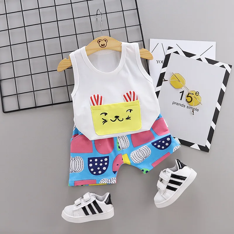Летняя модная детская одежда для маленьких мальчиков и девочек Одежда из хлопка