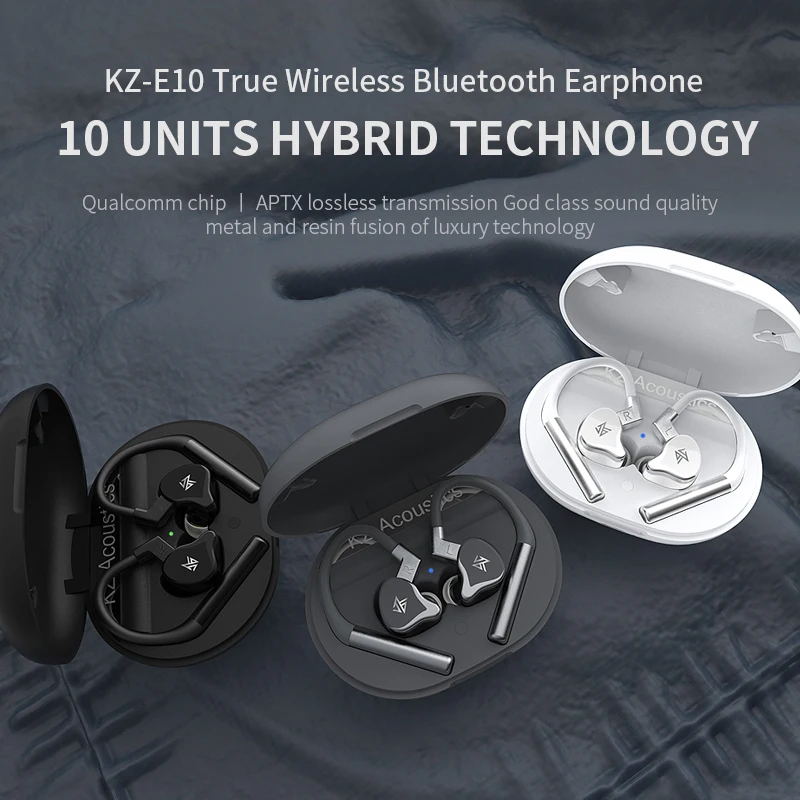 KZ E10 TWS Bluetooth 5 0 аудио музыка беспроводной 4BA + 1DD гибридный драйвер наушники IEM спорт