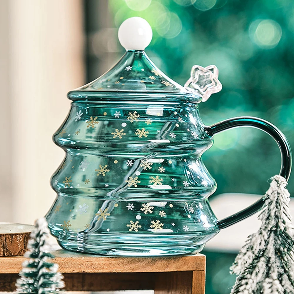 

Стекло для рождественской елки с ручками, крышка для чашки, прозрачная цветная Нескользящая Рождественская Подарочная мебель, стекло для к...