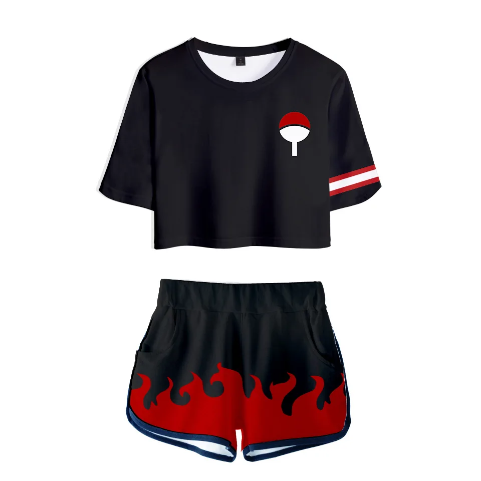 

Trendy explosion 3D ladies suit Naruto T-shirt+shorts suit 3D printing sexy suit Fashion women's casual suit