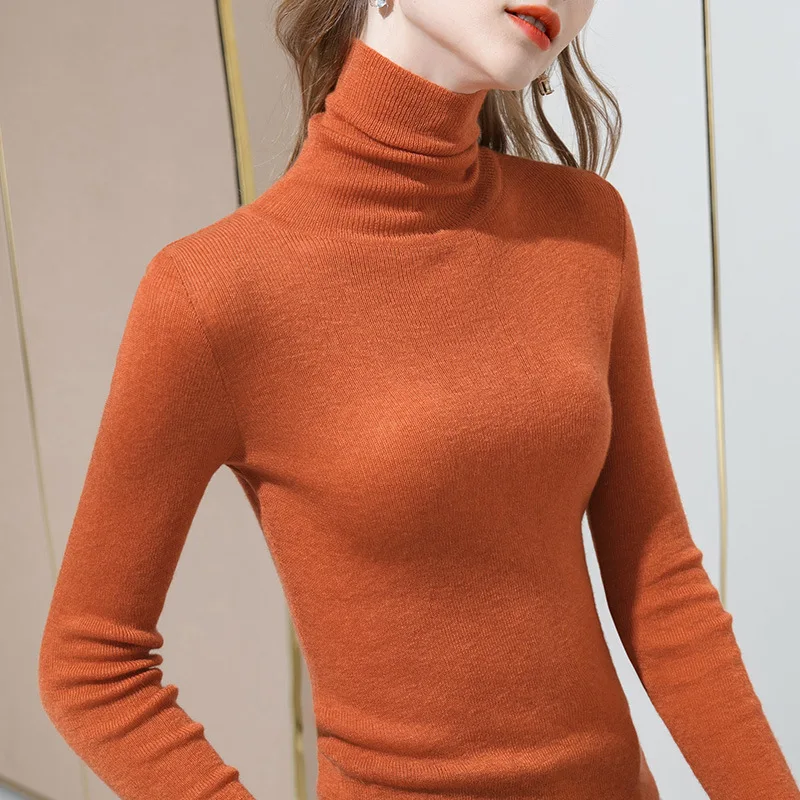 

High Collar Bottomwear 2021 Autumn Winter New Women's Wear Inner Sweater Solid Color Long Sleeve Sweater Sweater Women's Sweater