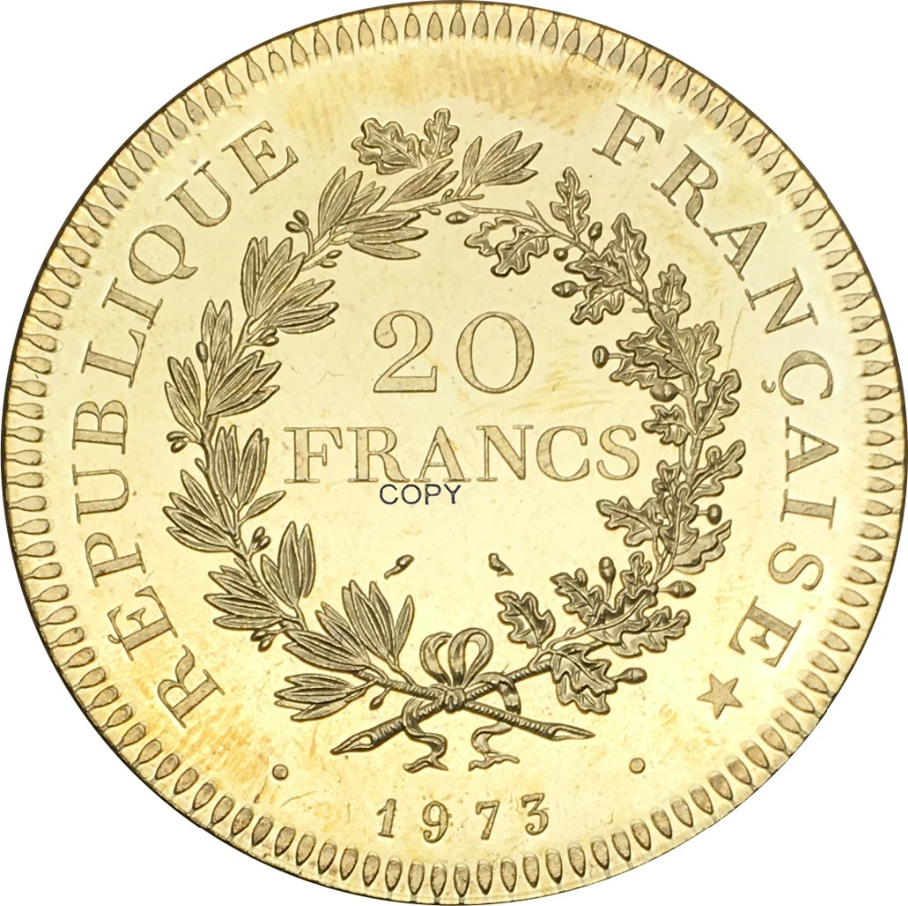 Французская реестра франчеса 1973 20 франков либертетский эгалит золотая монета из