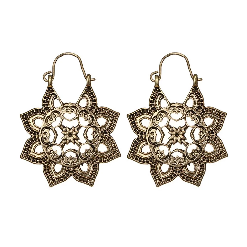 2019 винтажные Boho полые полукруглые богемные женские цветочные соты филигранные